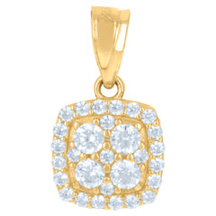 10kt Gold Two-Tone Cubic-Zirconia Womens Square Charm Pendant