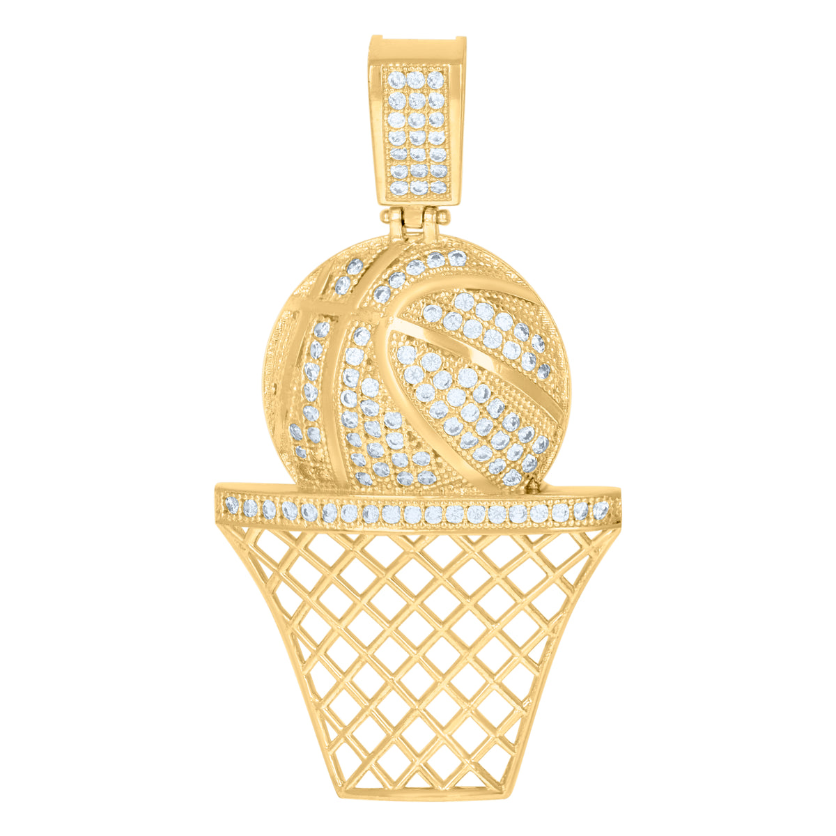 10kt Yellow Gold Mens Baguette Round Cubic-Zirconia Cross Religious Charm Pendant