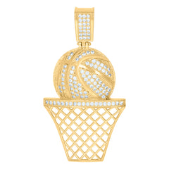 10kt Yellow Gold Mens Baguette Round Cubic-Zirconia Cross Religious Charm Pendant