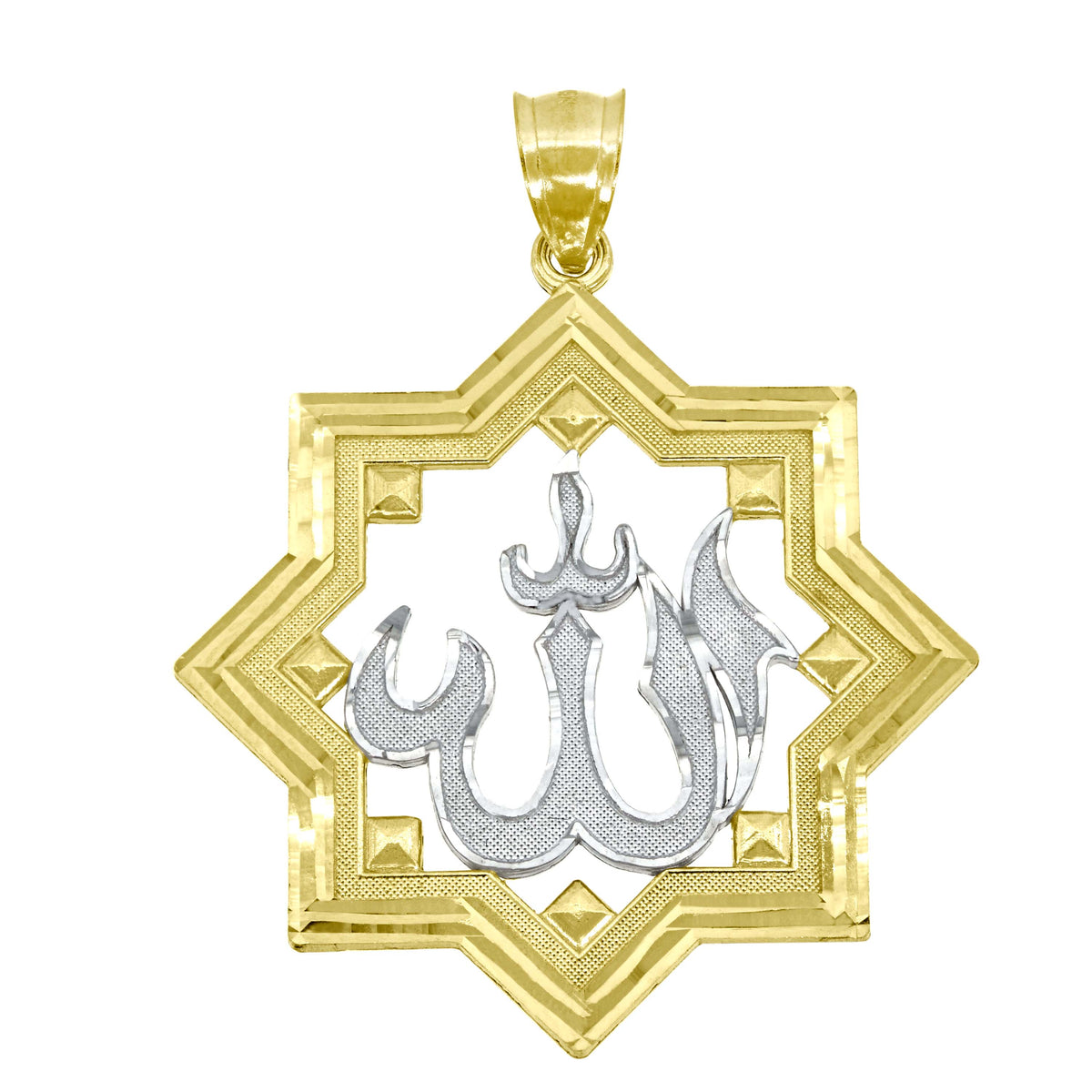 10kt Two-Tone Gold Mens Women Diamond-Cut Religious Charm Pendant