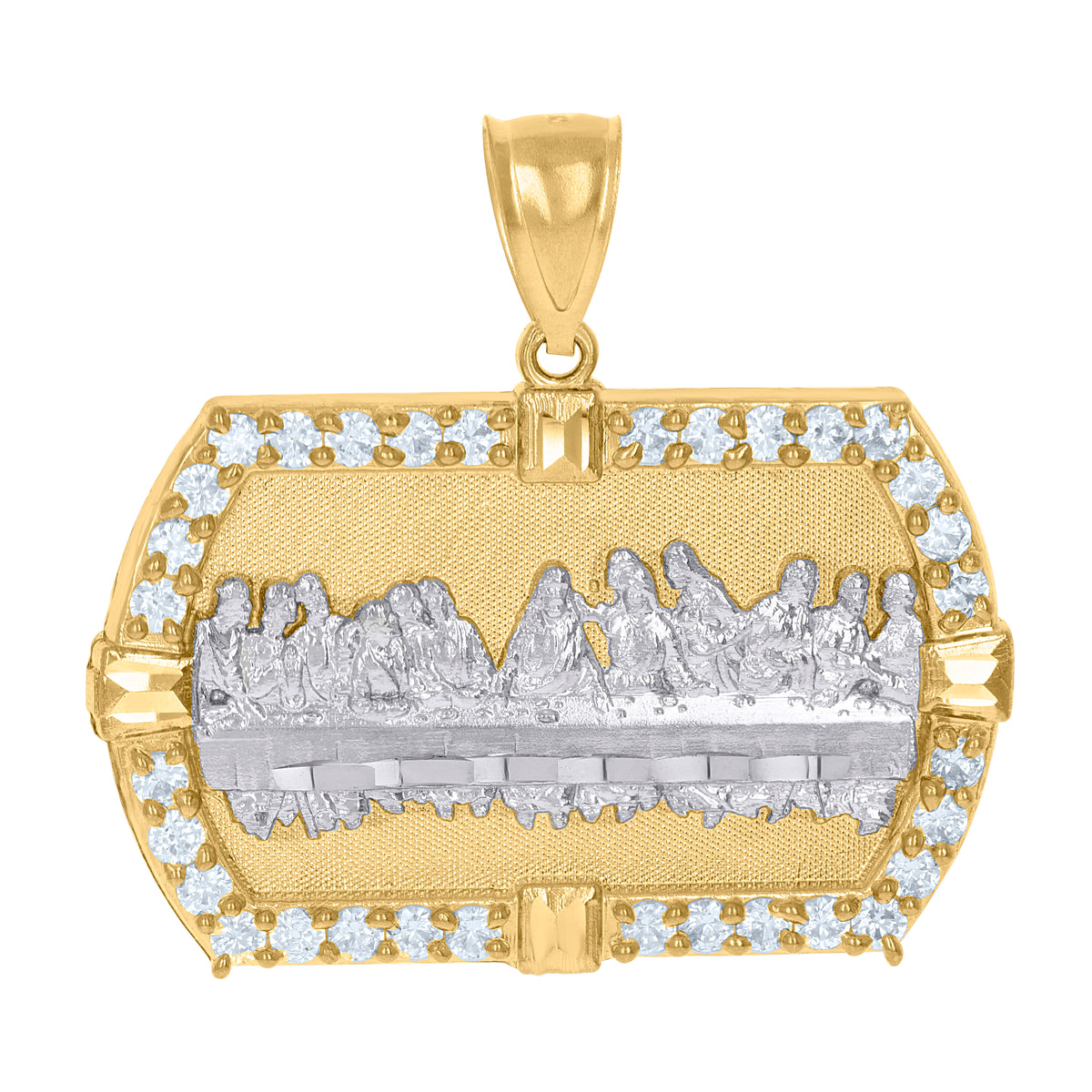 10kt Yellow Gold Mens Cubic-Zirconia St. Jude Religious Charm Pendant