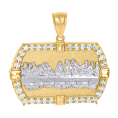 10kt Yellow Gold Mens Cubic-Zirconia St. Jude Religious Charm Pendant