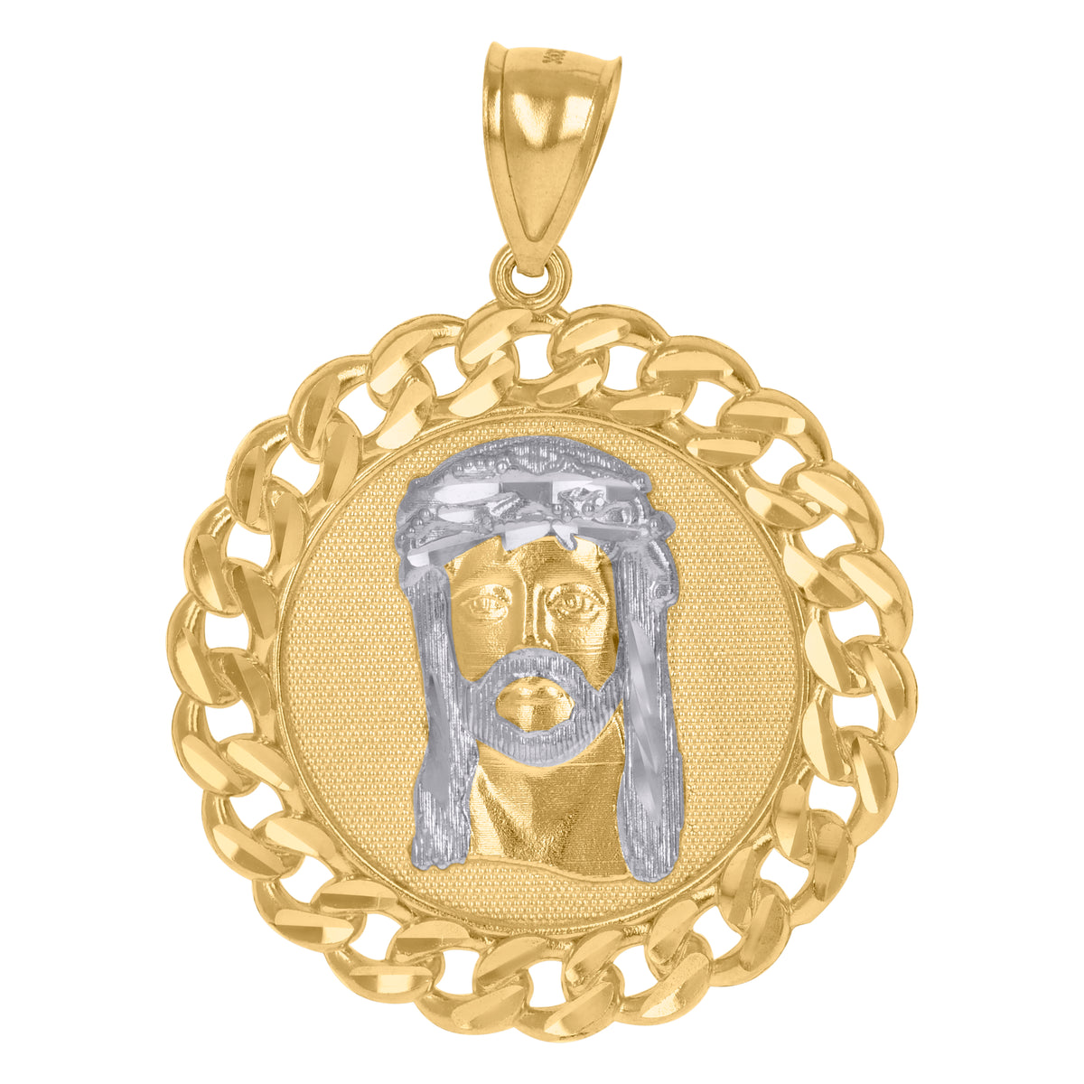 10kt Gold Two-Tone Mens Jesus Religious Charm Pendant
