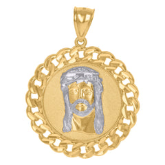 10kt Gold Two-Tone Mens Jesus Religious Charm Pendant