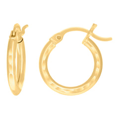 10kt Yellow Gold Womens Ultra Light Round Tube 2mm X 14mm Hinged Hoops Huggies