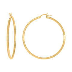 10kt Yellow Gold Womens Ultra Light Round Tube 2mm X 46mm Hinged Hoops Huggies