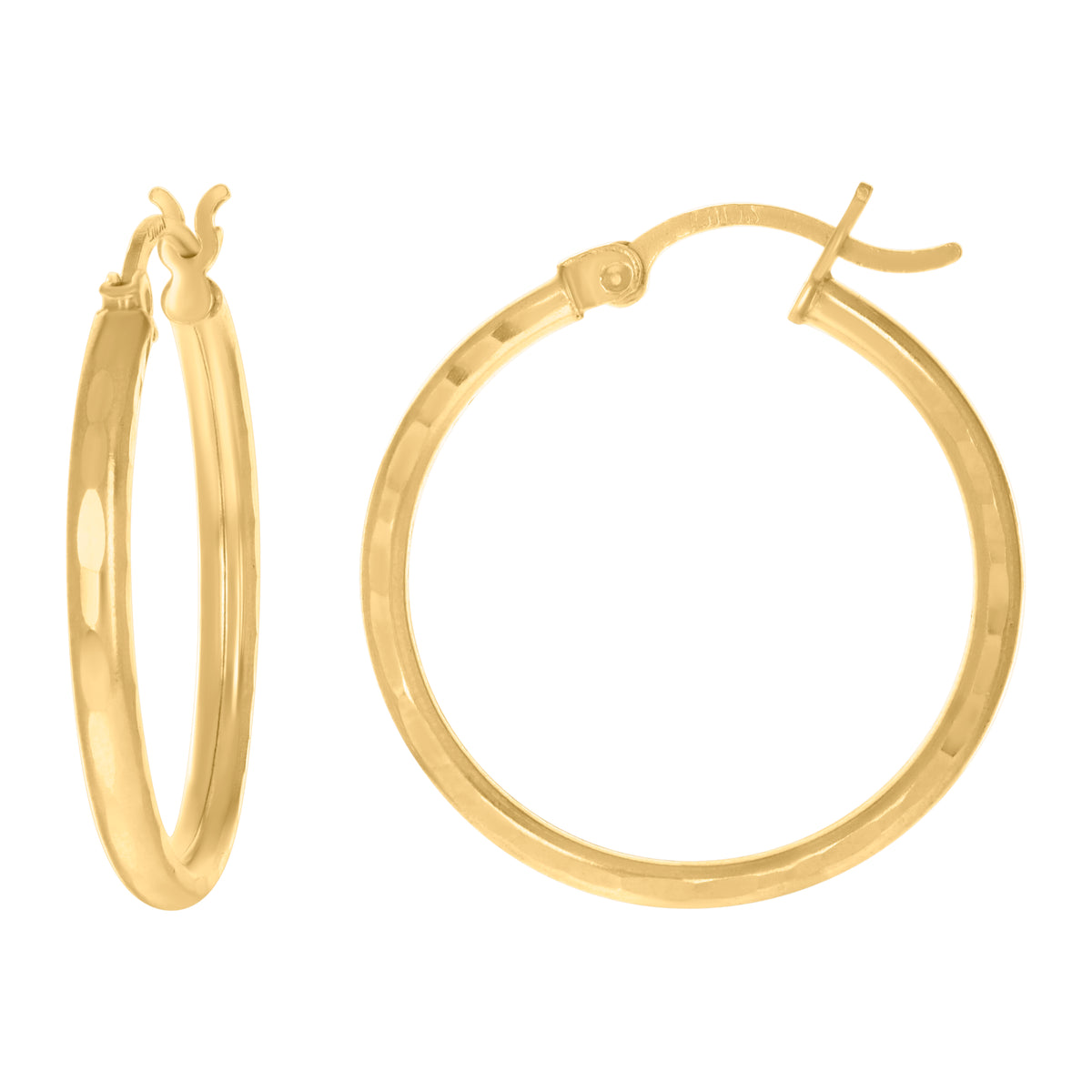 10kt Yellow Gold Womens Ultra Light Round Tube 2mm X 25mm Hinged Hoops Huggies