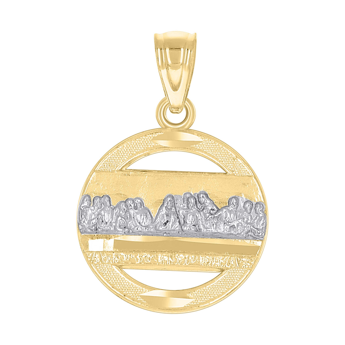 10kt Two-Tone Gold Diamond-Cut Womens Last Supper Religious Charm Pendant