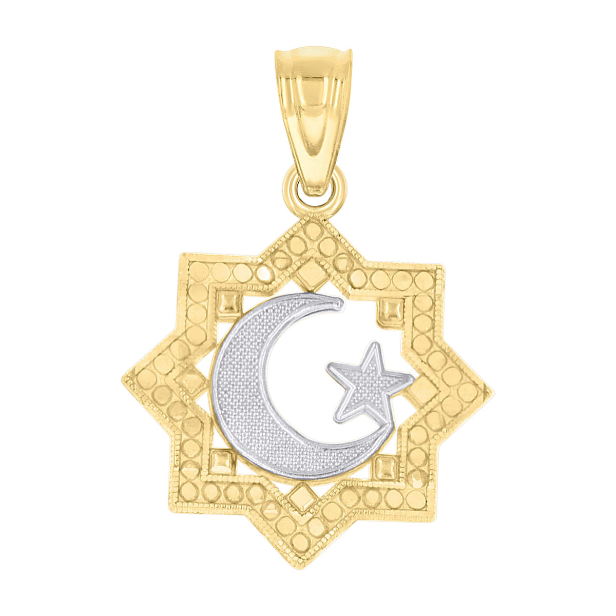 10kt Gold Two-Tone Diamond-Cut Unisex Cross Crucifix Religious Charm Pendant