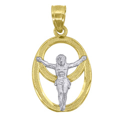 10kt Gold Two-Tone Textured Womens Religious Charm Pendant