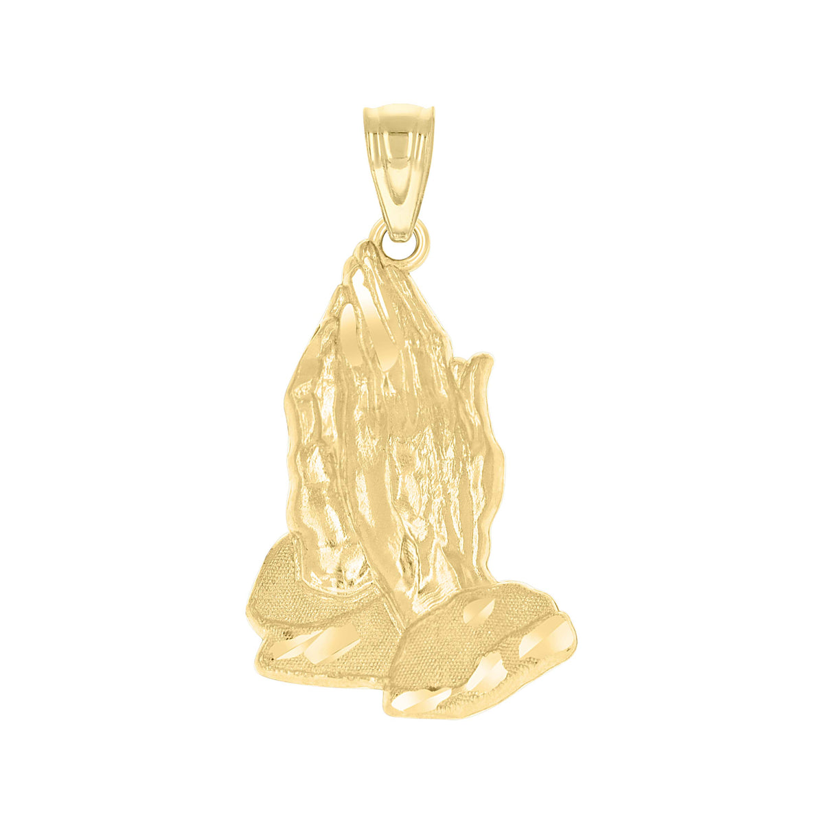 10kt Two-Tone Gold Mens Women Praying Hands Religious Charm Pendant