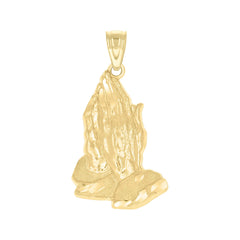 10kt Two-Tone Gold Mens Women Praying Hands Religious Charm Pendant