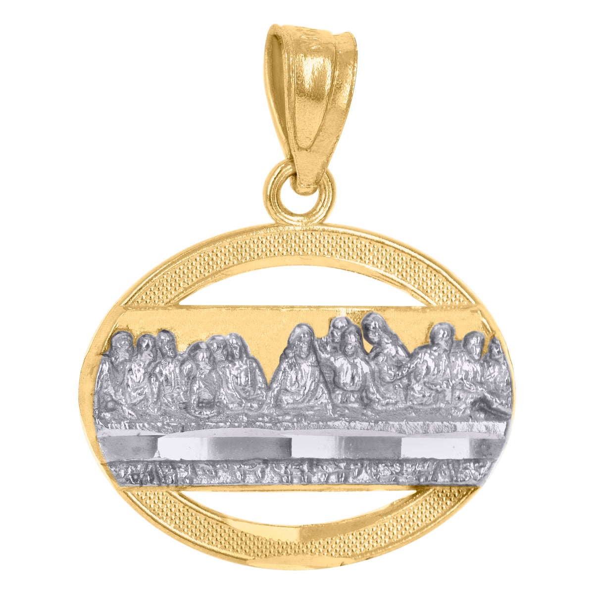 10kt Two-Tone Gold Mens Women Textured Last Supper Religious Charm Pendant