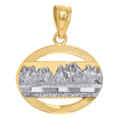 10kt Two-Tone Gold Mens Women Textured Last Supper Religious Charm Pendant