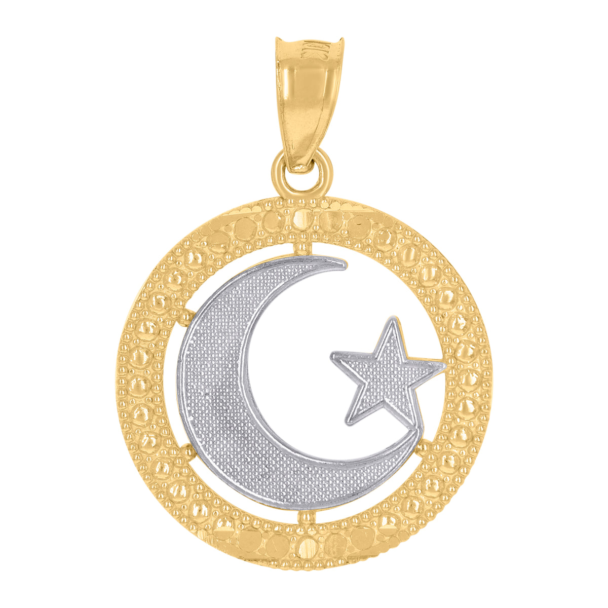 10kt Gold Two-Tone Diamond-Cut Mens Pyramid Eye Religious Charm Pendant