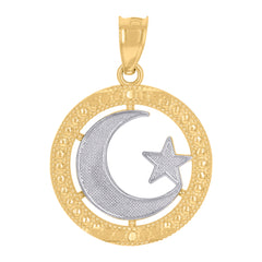 10kt Gold Two-Tone Diamond-Cut Mens Pyramid Eye Religious Charm Pendant