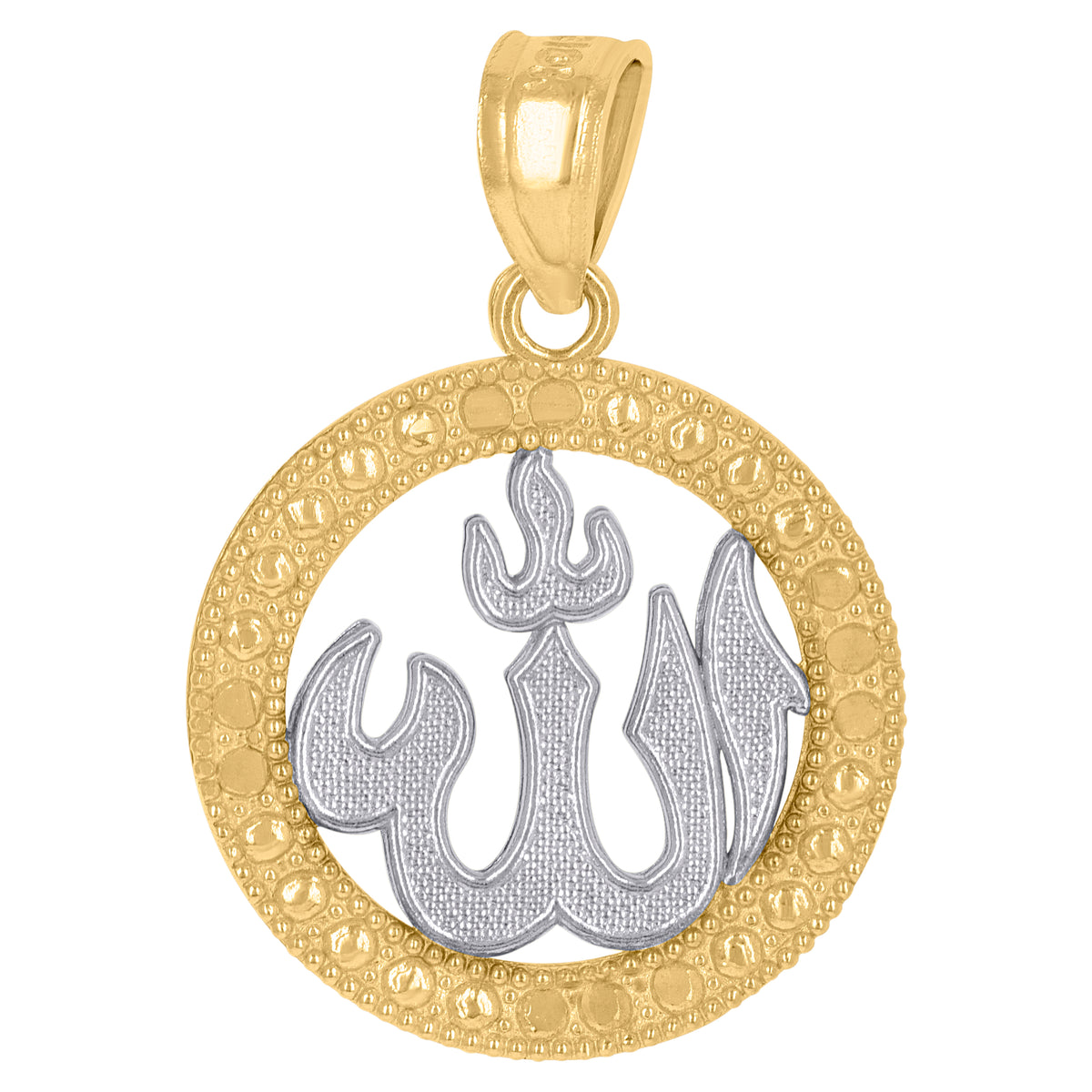 10kt Two-Tone Gold Mens Women Textured Religious Charm Pendant