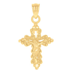 14Kt Yellow Gold Unisex Cross Crucifix Ht:23.1Mm Religious Pendant Charm