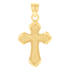 14Kt Yellow Gold Unisex Diamond-Cut Cross Ht:28.2Mm Religious Pendant Charm