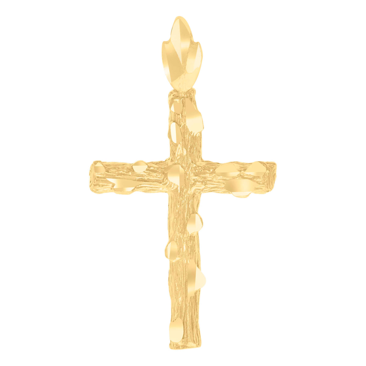 14Kt Yellow Gold Unisex Diamond-Cut Cross Ht:28.1Mm Religious Pendant Charm