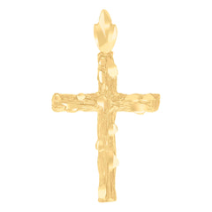 14Kt Yellow Gold Unisex Diamond-Cut Cross Ht:28.1Mm Religious Pendant Charm