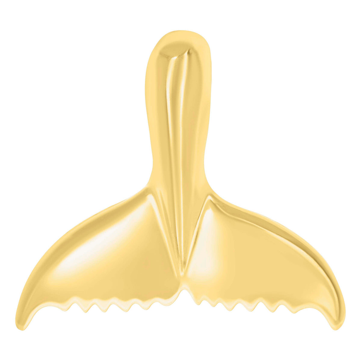 14Kt Yellow Gold Unisex Diamond-Cut Whale Dolphin Tail Animal Ht:17.1Mm Pendant Charm