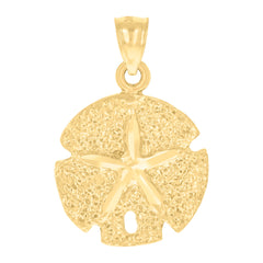 14Kt Yellow Gold Womens Diamond-Cut Sand Dollar Animal Ocean Pendant Charm