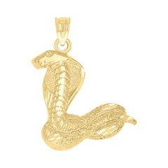 14Kt Yellow Gold Womens Diamond-Cut Snake Animal Reptile Wildlife Pendant Charm