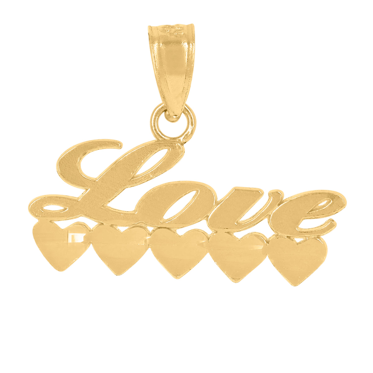 14Kt Yellow Gold Womens Diamond-Cut Love Heart Ht:15.2Mm Pendant Charm