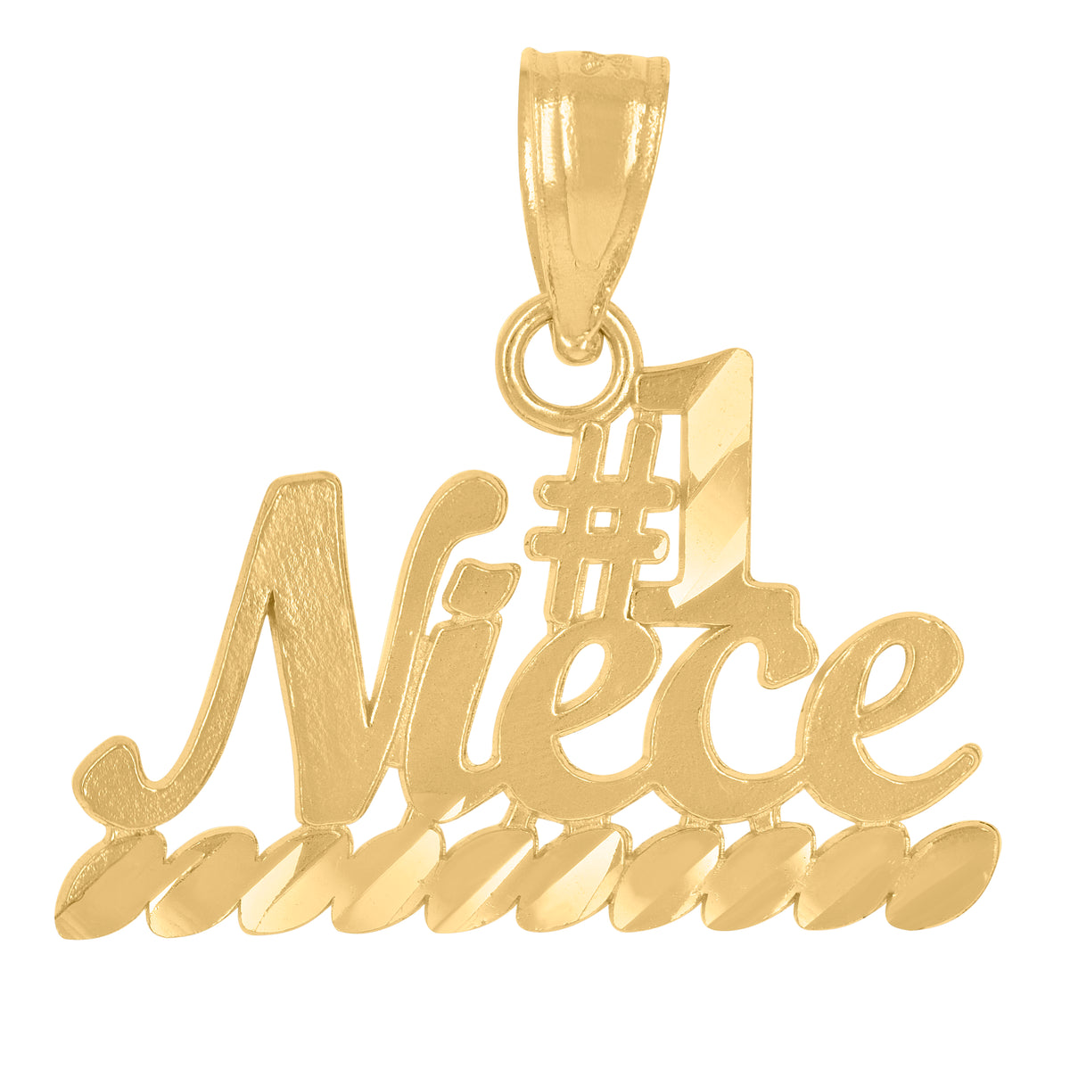 14Kt Yellow Gold Womens Diamond-Cut No. 1 Niece Ht:16.7Mm Pendant Charm