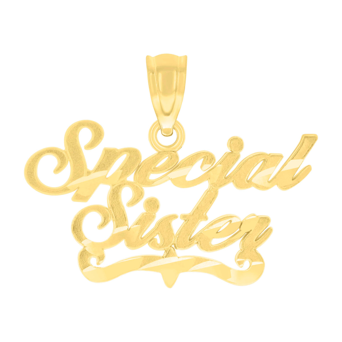 14Kt Yellow Gold Womens Diamond-Cut Special Sister Ht:16.9Mm Pendant Charm