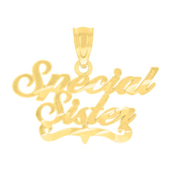 14Kt Yellow Gold Womens Diamond-Cut Special Sister Ht:16.9Mm Pendant Charm