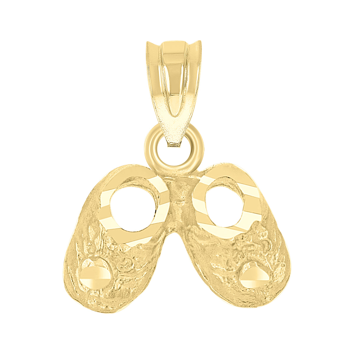14Kt Yellow Gold Baby Diamond-Cut Baby Shoes Ht:13.6Mm Baby Pendant Charm