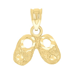 14Kt Yellow Gold Baby Diamond-Cut Baby Shoes Ht:13.6Mm Baby Pendant Charm