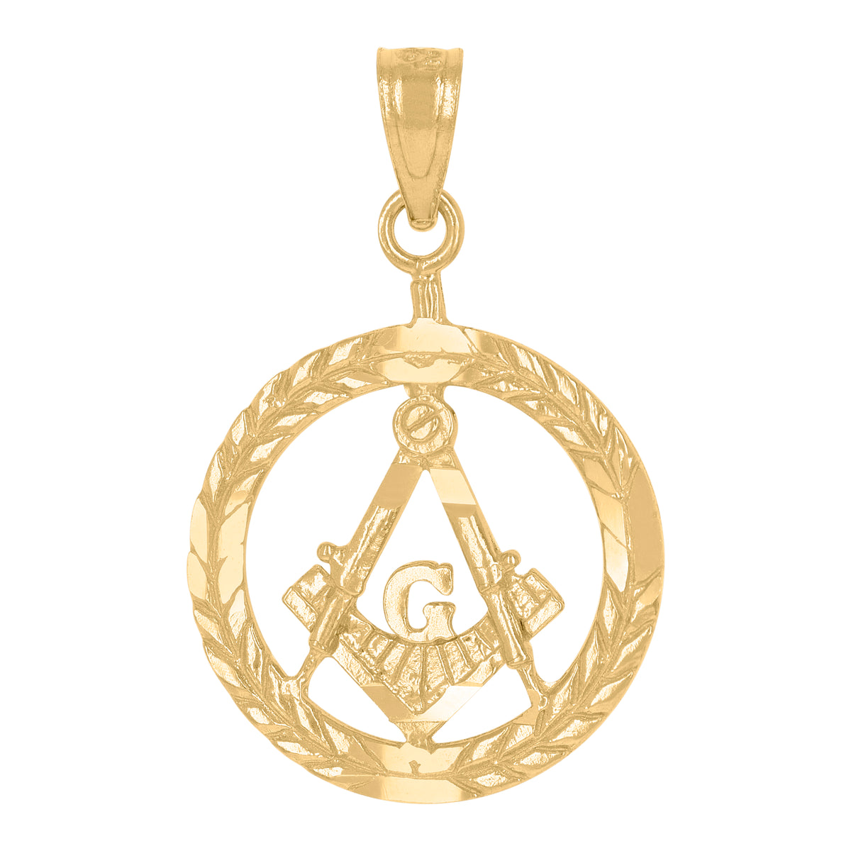 14Kt Yellow Gold Womens Diamond-Cut Masonic Medallion Religious Pendant Charm
