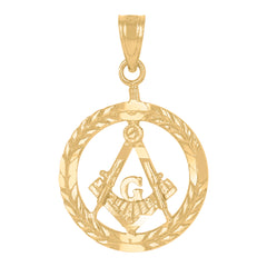 14Kt Yellow Gold Womens Diamond-Cut Masonic Medallion Religious Pendant Charm