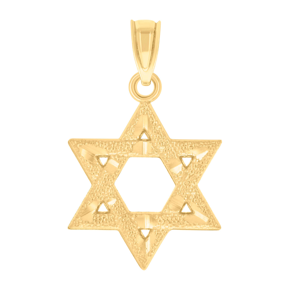 14Kt Yellow Gold Womens Diamond-Cut Star Of David Ht:23.4Mm Religious Pendant Charm