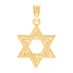 14Kt Yellow Gold Womens Diamond-Cut Star Of David Ht:23.4Mm Religious Pendant Charm