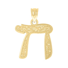 14Kt Yellow Gold Womens Diamond-Cut Chi Ht:21.8Mm Pendant Charm