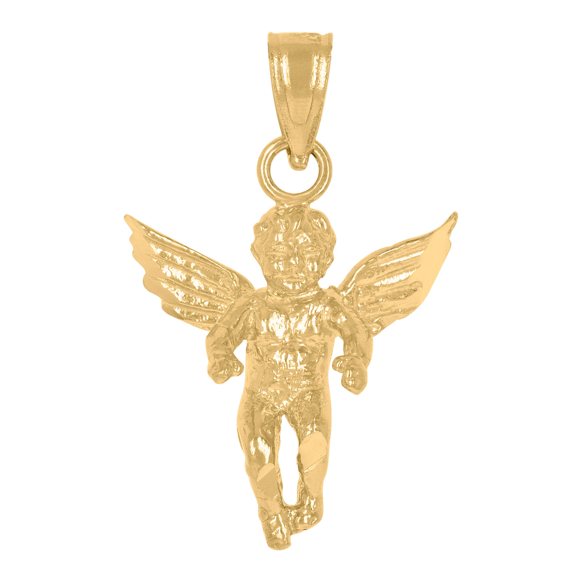 14Kt Yellow Gold Womens Flying Angel Religious Pendant Charm