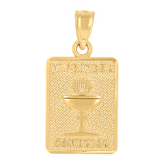 14Kt Yellow Gold Womens Diamond-Cut Mi Primera Communion Ceremony Rectangle Religious Pendant Charm†