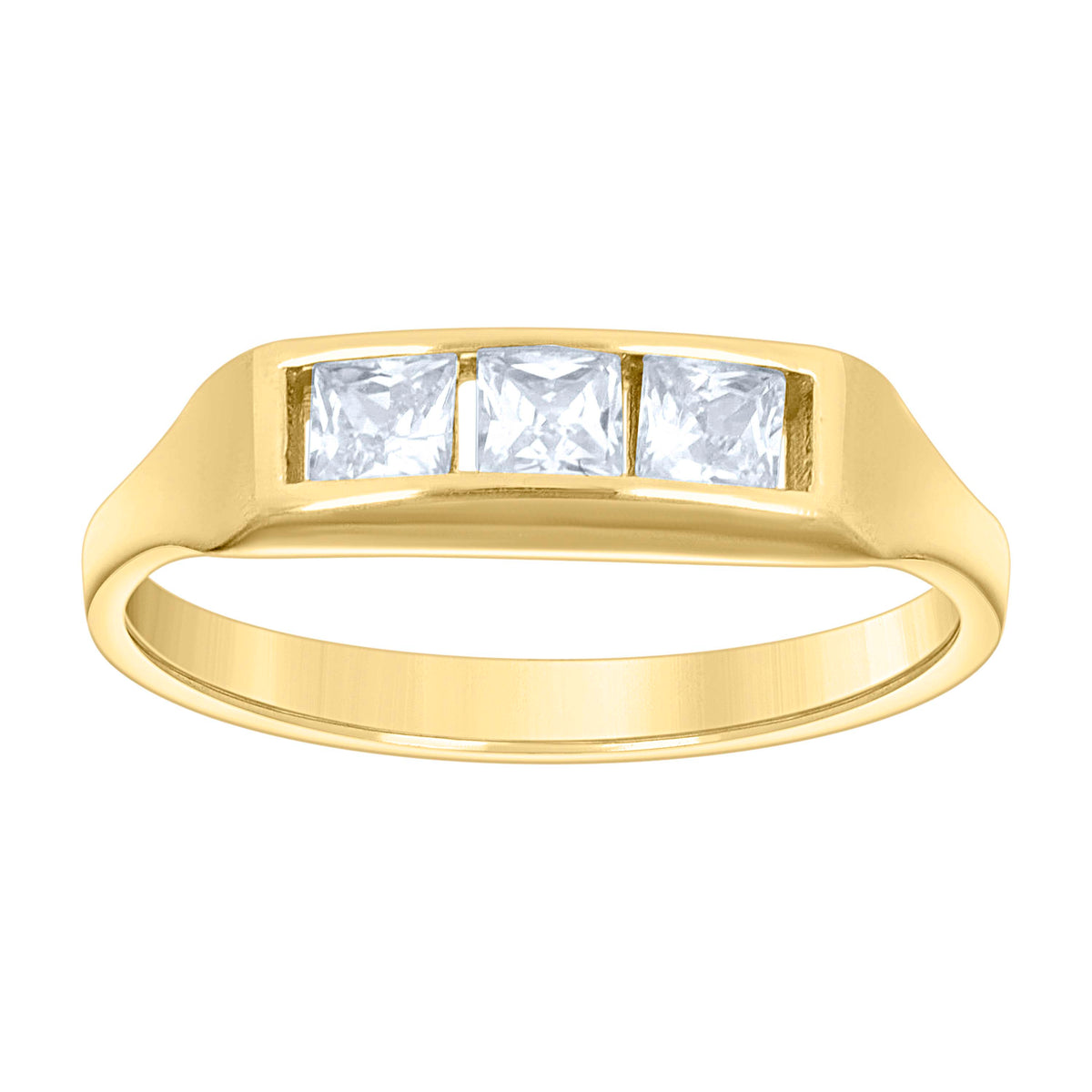14Kt Yellow Gold Princess-Cut Cubic Zirconia Polished Finish Baby Ring
