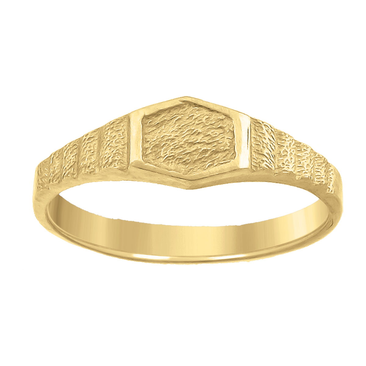 14Kt Yellow Gold Textured Baby Signet Ring