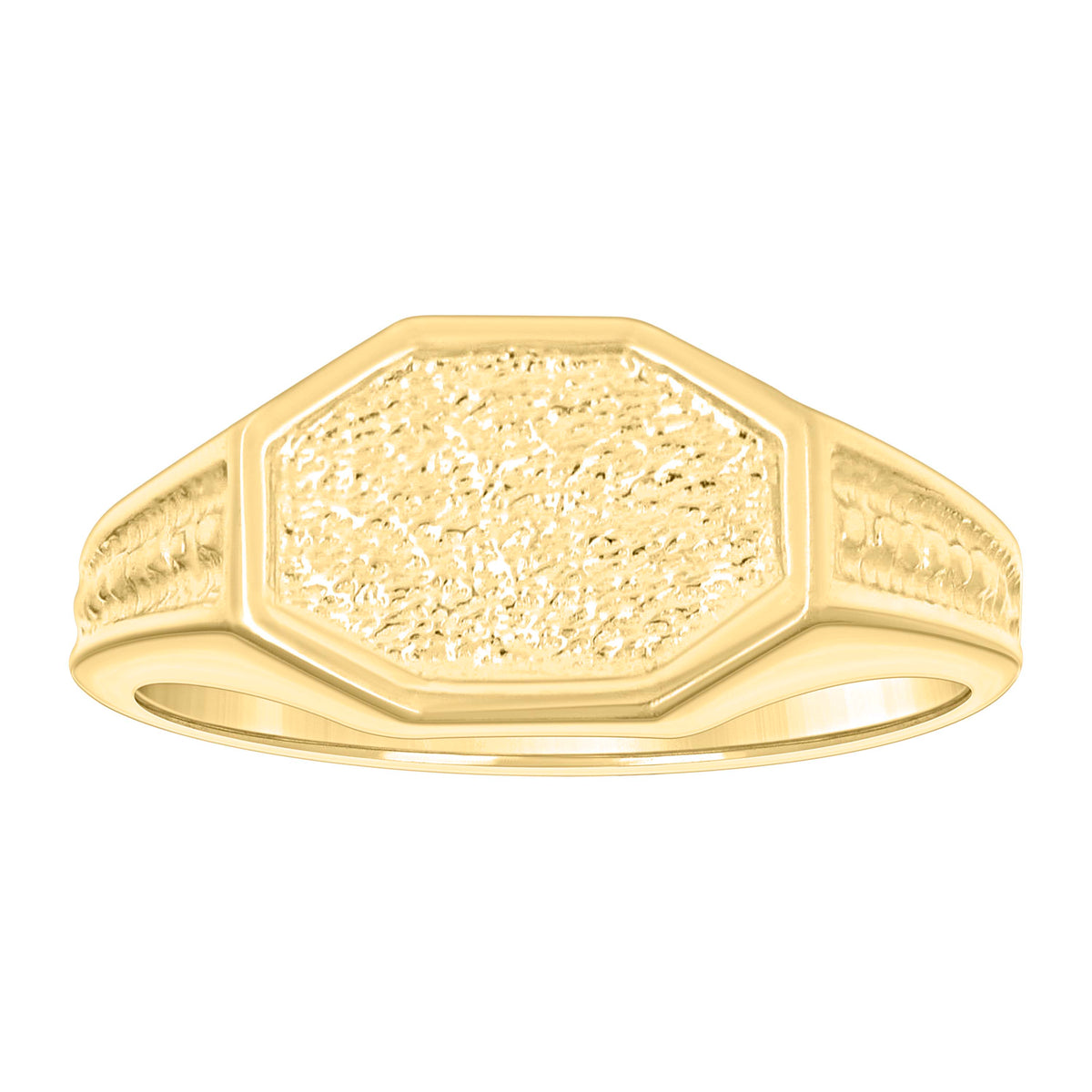 14Kt Yellow Gold Polished Finish Textured Baby Signet Ring