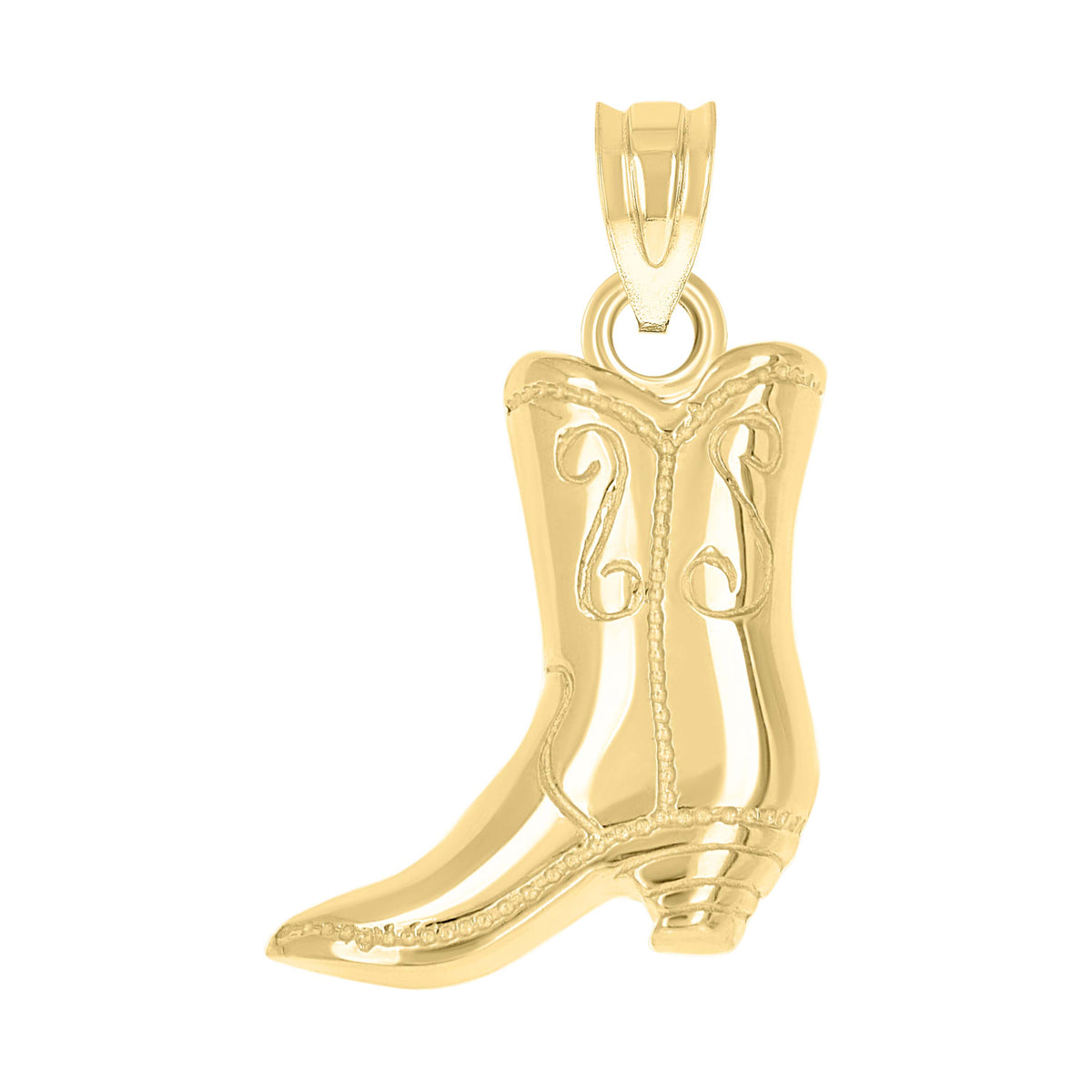 14Kt Yellow Gold Womens Cowboy Boot Fashion Pendant Charm