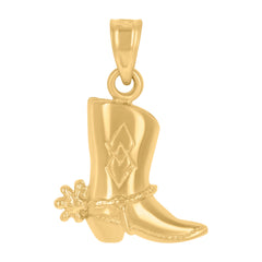 14Kt Yellow Gold Womens Cowboy Boot Fashion Ht:20.1Mm Fashion Pendant Charm