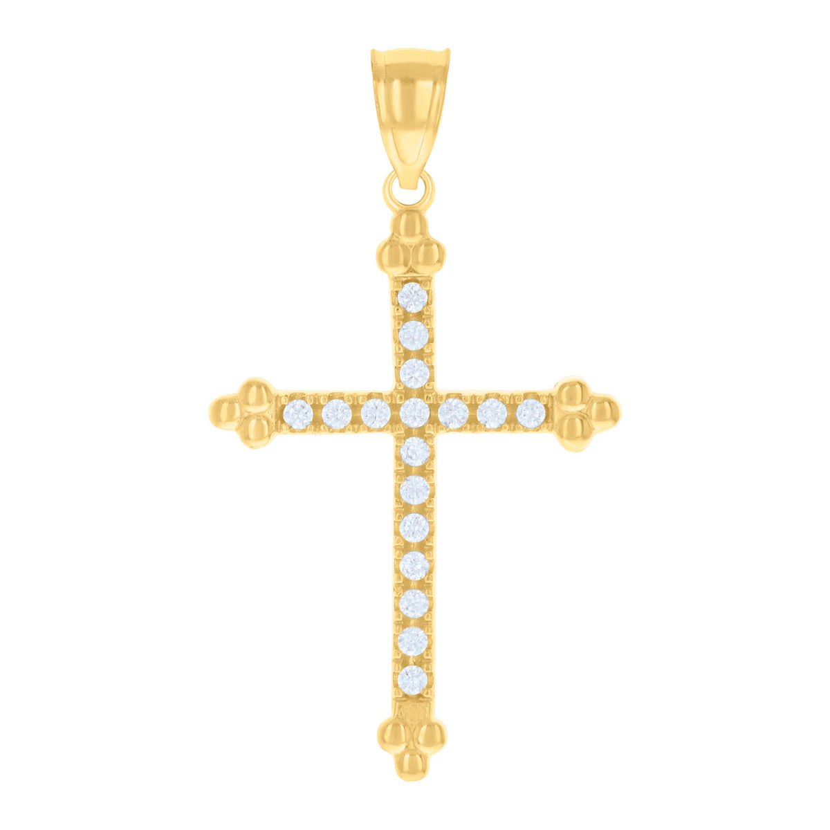 14Kt Gold Womens Two-Tone Diamond-Cut Cross Ht:34.6Mm Religious Pendant Charm