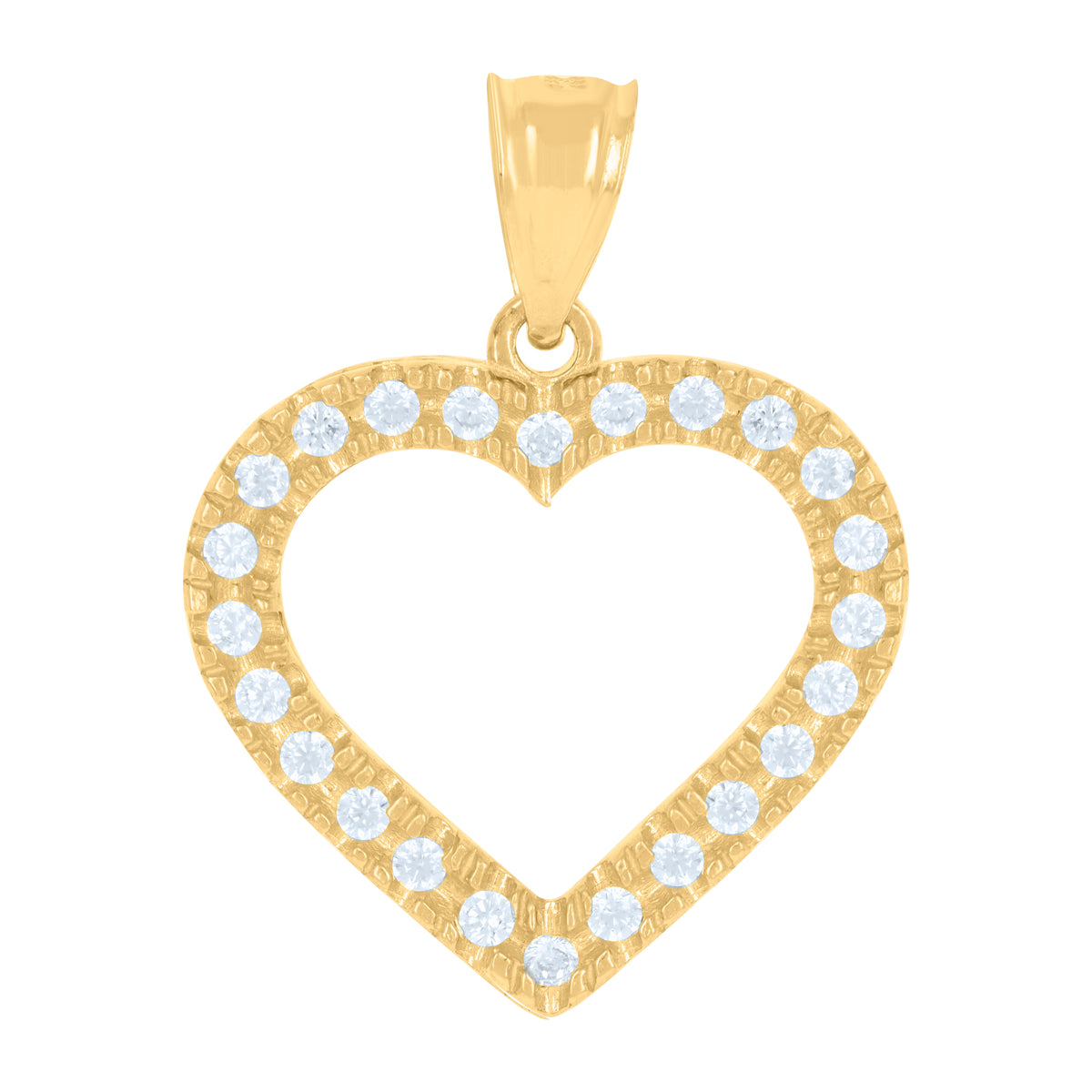 14Kt Yellow Gold Womens Cz Heart Ht:23.9Mm Pendant Charm†