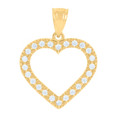 14Kt Yellow Gold Womens Cz Heart Ht:23.9Mm Pendant Charm†