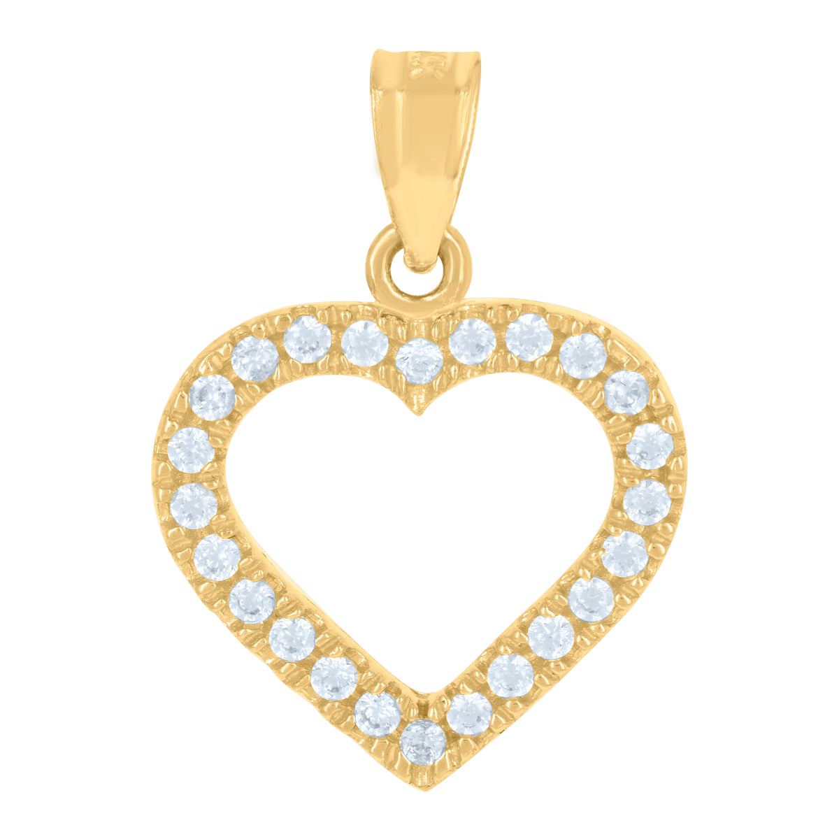 14Kt Yellow Gold Womens Cz Heart Ht:18.9Mm Pendant Charm